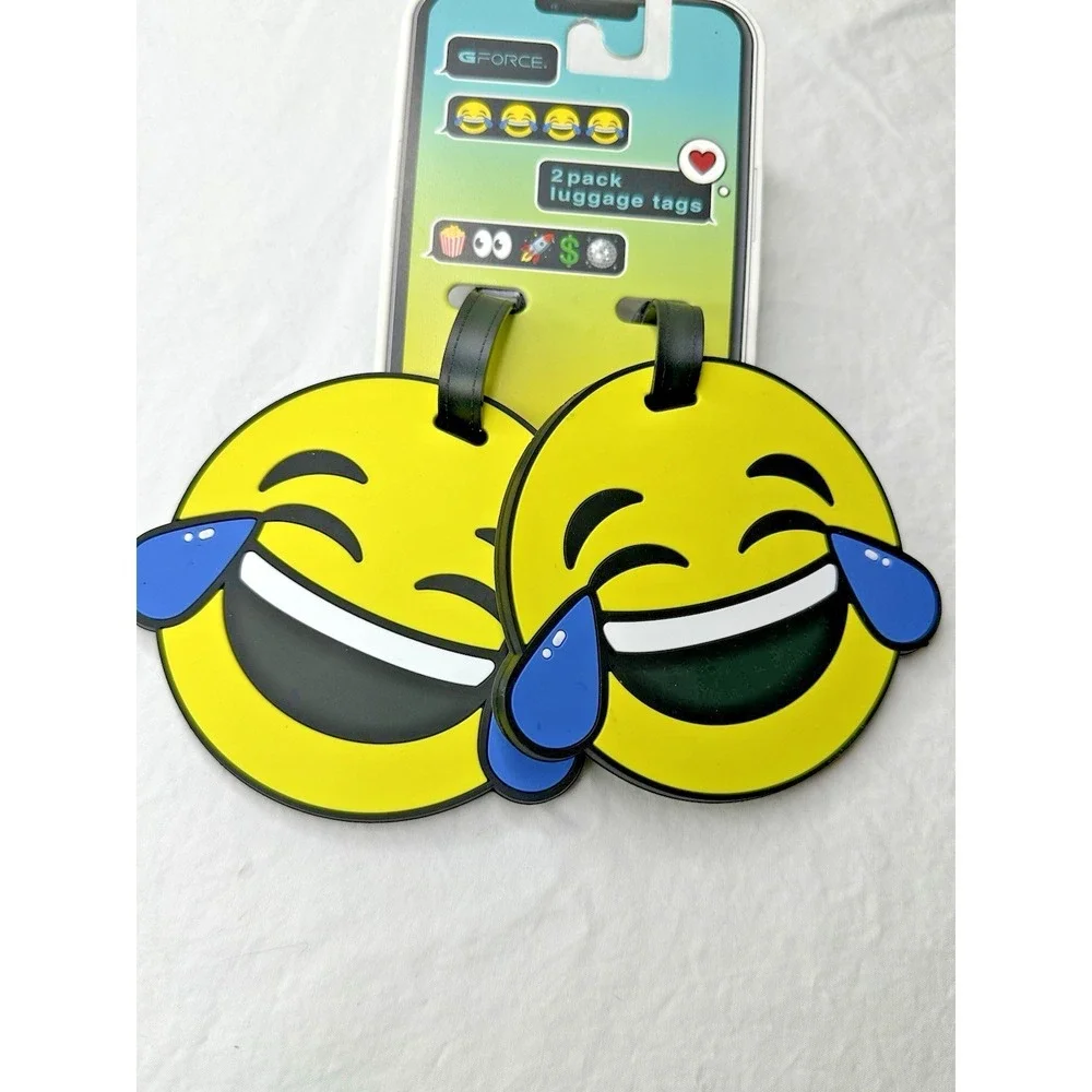 New Luggage Tags Face with Tears of Joy Emoji Set of 2 Rubber